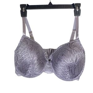 Danskin Intimates size 38DD padded underwire silver gray lace Bra